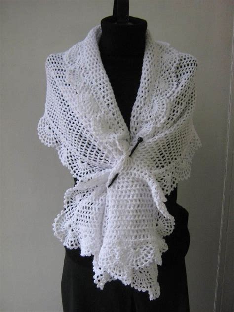 Crochet White Shawl Etsy