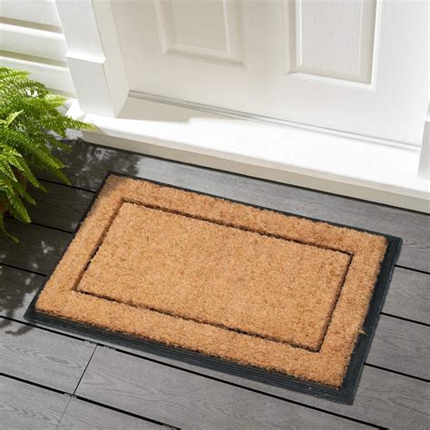 Plain Natural Coir Doormat With Rubber Moulded Border And Backing Mat