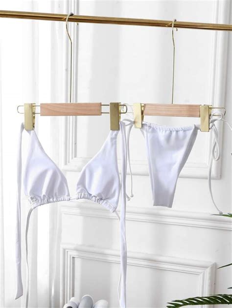 SHEIN Swim SXY Plain Tie Side Bikini Swimsuit SHEIN UK