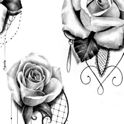 5roses With Lace And Pearl Tattoo Designs Tattoodesignstock