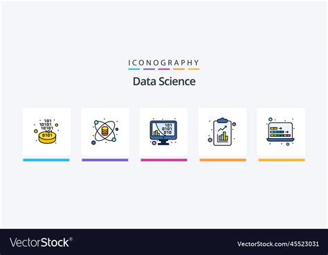 Data Science Line Filled 5 Icon Pack Including Vector Image