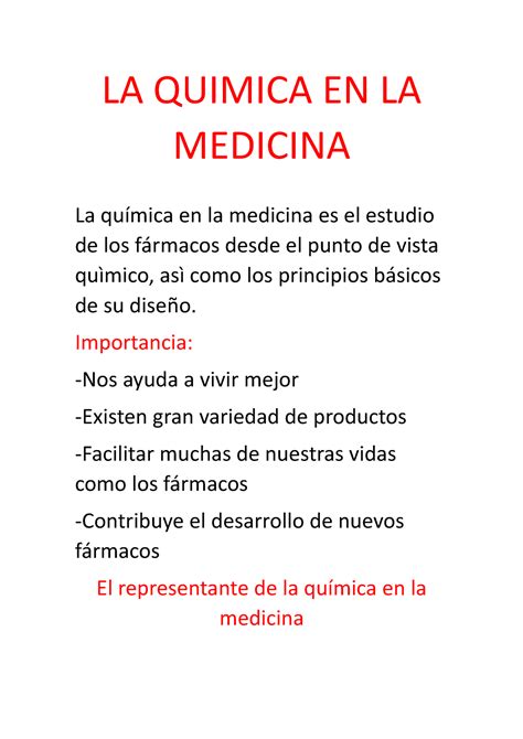 La Quimica En La Medicina La Quimica En La Medicina La Qu Mica En La