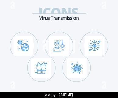 Virus Transmission Blue Icon Pack Including Eye No Anatomy