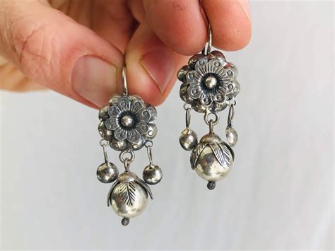 Mazahua Rose Avocado Earrings Sterling Silver Mexico Frida Kahlo