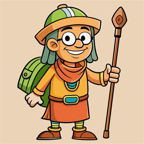 Un Personaje De Dibujos Animados Con Una Mochila Verde Y Un Sombrero