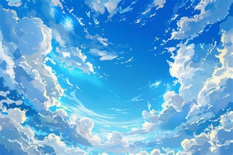 Premium Photo Blue Sky With Clouds Manga Anime Comic Style Illustration