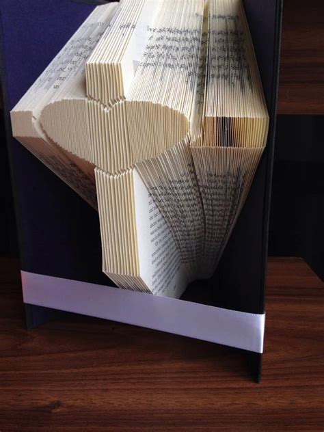 Book Folding Pattern For A Cross With Heart Etsy