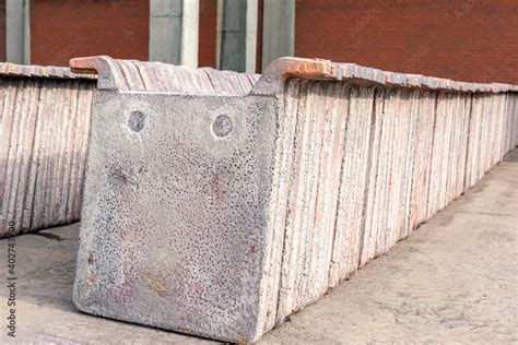 View Of The Anode Copper Plates In The Factory Numerous Copper Alloys