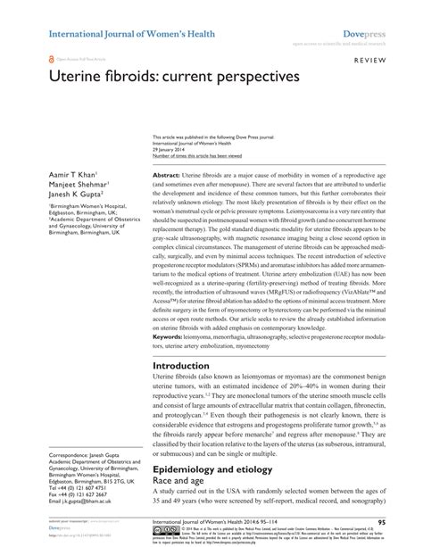 Pdf Uterine Fibroids Current Perspectives