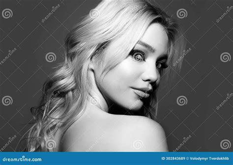 Beauty Blonde Seductive Woman Face Portrait Beautiful Tender Girl Stock Image Image Of