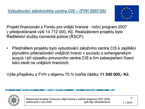 Zrealizované projekty z Fondu pro vnější hranice v rámci ročních