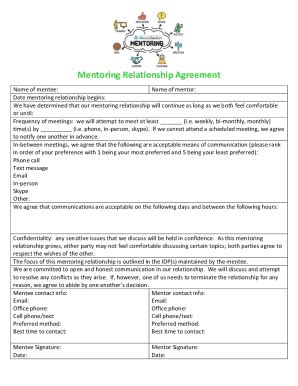 Fillable Online SAMPLE MENTORING AGREEMENT Fax Email Print PdfFiller