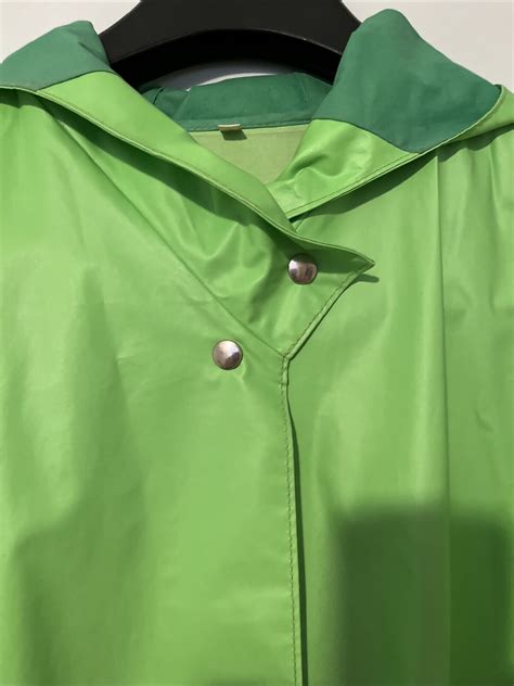 Rukka Vintage Plastic Pvc Rain Coat Mac L Finland Rare Lime Green