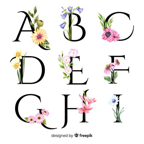 Premium Vector Alphabet With Realistic Flowers