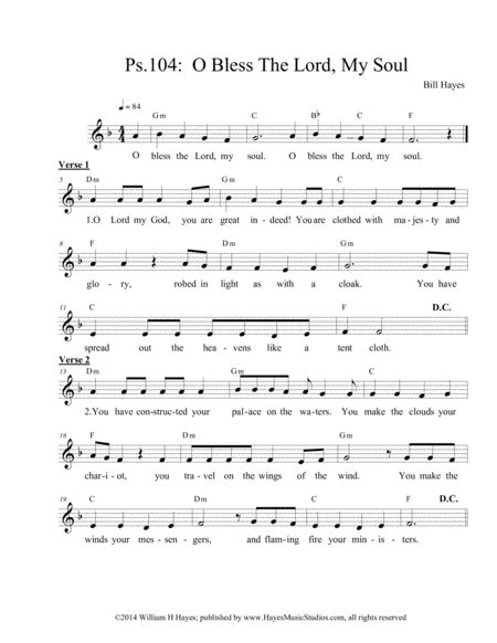 Psalm 104 O Bless The Lord My Soul Sheet Music Bill Hayes