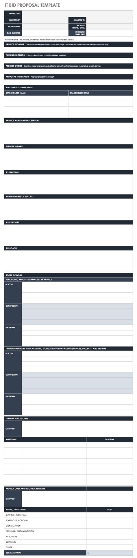 Bid Proposal Template Professional Word Templates