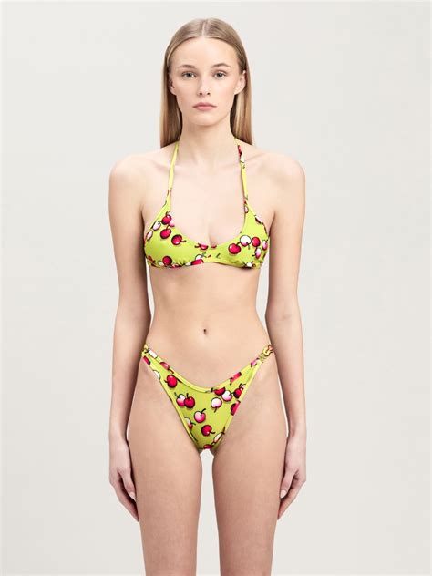 Cherries Crossover Bikini Top On Sale Palm Angels Official