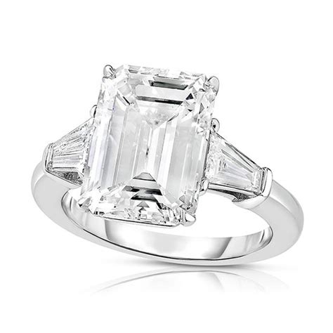 5 05 Carat Emerald Cut Diamond Engagement Ring With Tapered Baguettes Marisa Perry By Douglas