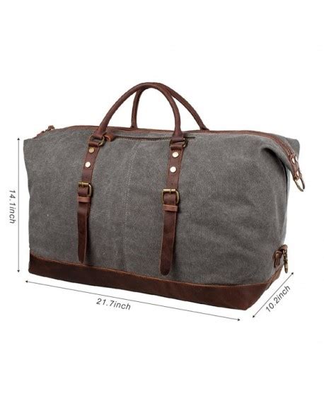 S Zone Oversized Canvas Genuine Leather Trim Travel Tote Duffel