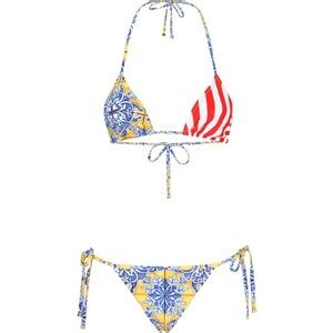 Dolce Gabbana Set Bikini Con Stampa Blu Stileo It