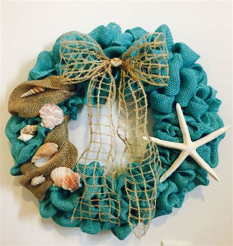 Beach Theme Burlap Wreath Burlap Wreath Diy Burlap Wreath Wreaths