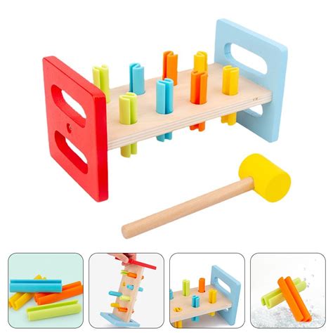 Hammer Pounding Wooden Bench Wood Kids Hammering Music Instrument Toys