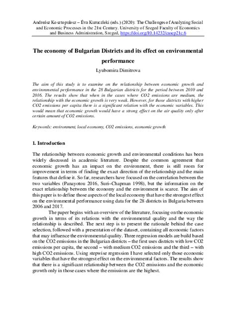 Pdf The Economy Of Bulgarian Districts And Its Effect On