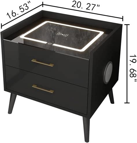 Mesita De Noche Led Inteligente Con Cajones Mesa Auxiliar Con