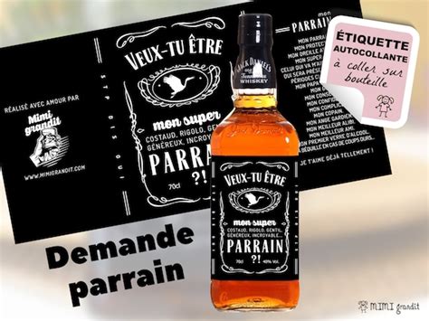 Demande Parrain Originale Tiquette Bouteille Whisky Jack Etsy France