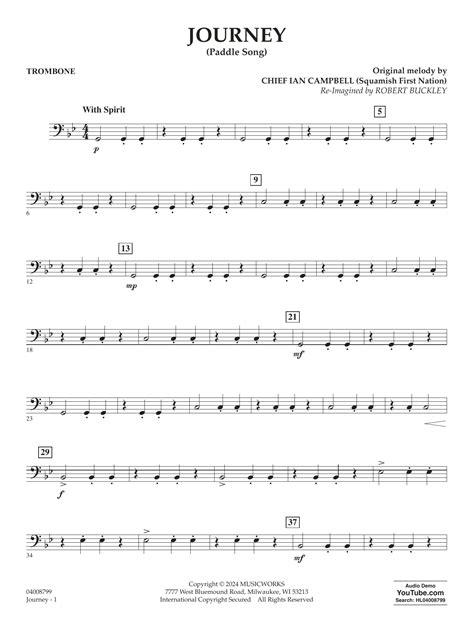 Journey Paddle Song Trombone Sheet Music Robert Buckley Concert