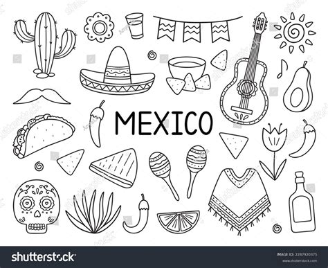 Mexico Doodle Set Elements Mexican Culture Stock Vector (Royalty Free) 2287920375 | Shutterstock