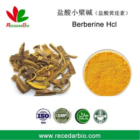 Natural Herbal Extract Cas 633 65 8 10 98 Berberine Hcl Berberine Hcl And 633 65 8