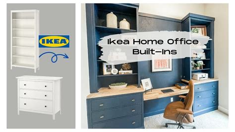 DIY IKEA Hemnes Home Office Built In Desk Bookshelf Hack YouTube