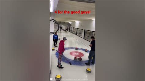 Curling Double Takeout To Score 4 With The Final Stone Of The Match