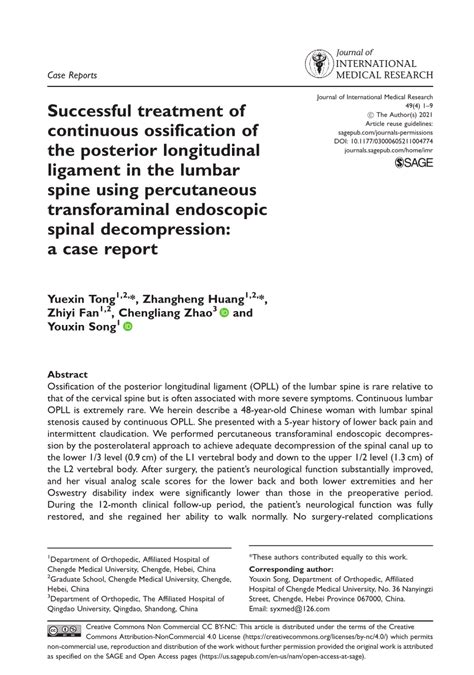 Pdf Successful Treatment Of Continuous Ossification Of The Posterior