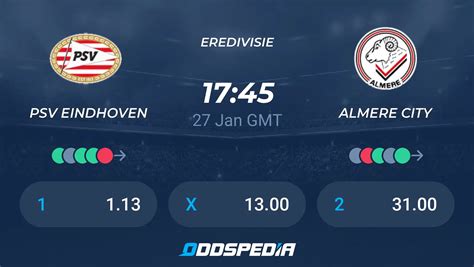 PSV Eindhoven Vs Almere City Predictions Odds Live Score Stats