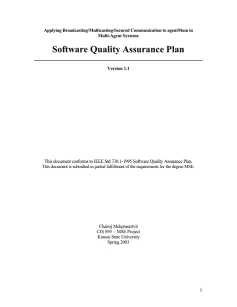 Software Quality Assurance Plan