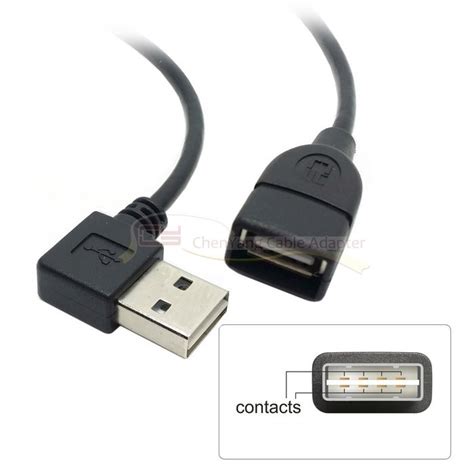 Usb 2 0 Male To Female Extension Cable 100cm Reversible Design Left And Right Angled 90 Degree Usb