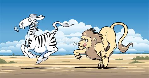 Lion Hunting A Zebra Stock Vector Illustration Of Wild