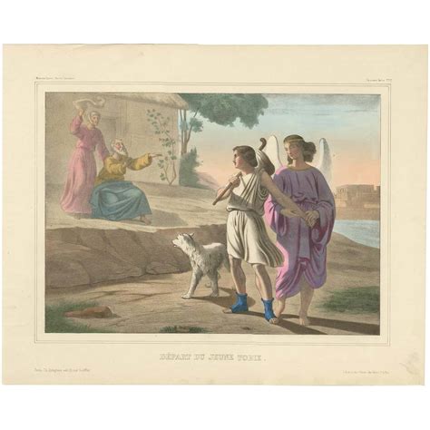 Antique Religious Print No 17 The Departure Of Young Tobias Circa