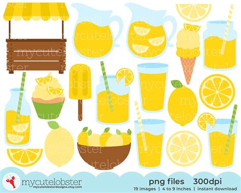 Lemonade Clipart Lemonade Stand Clip Art Set, Lemons, Drinks, Lemonade ...