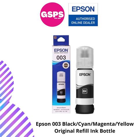 Epson Black Cyan Magenta Yellow Original Refill Ink Bottle L