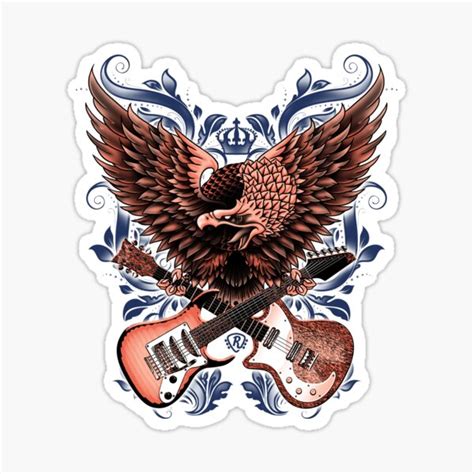 "Tribal Eagle Guitars Red Blue" Sticker for Sale by HexOne | Redbubble