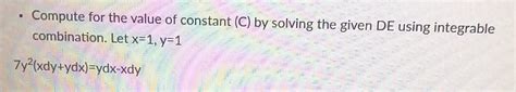 Solved Compute For The Value Of Constant C By Solving The Chegg