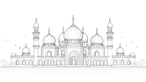 One Line Drawing Islamic Mosque Building Ramadan Kareem Event