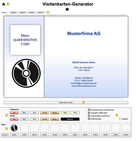 Visitenkarten Generator Orga Job Rechnung Verträge für Musiker und DJ