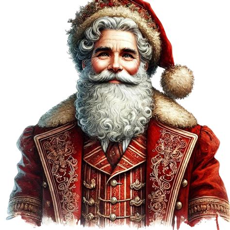 Victorian Santa Claus Clipart Vintage Christmas Digital Graphics High Resolution  Old