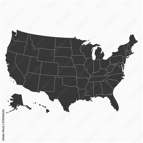 USA map. Blank map of United States of America. Vector illustration. Stock Vector | Adobe Stock