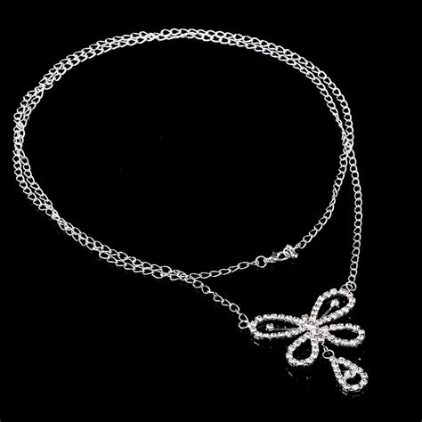 Buy Sexy Crystal Rhinestone Butterfly Charm Beach Bikini Waist Belly Lower Back Chain Online