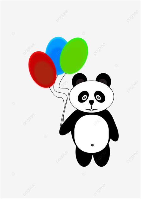 Cute Panda Holding A Balloon Vector Cute Panda Balloon Png And